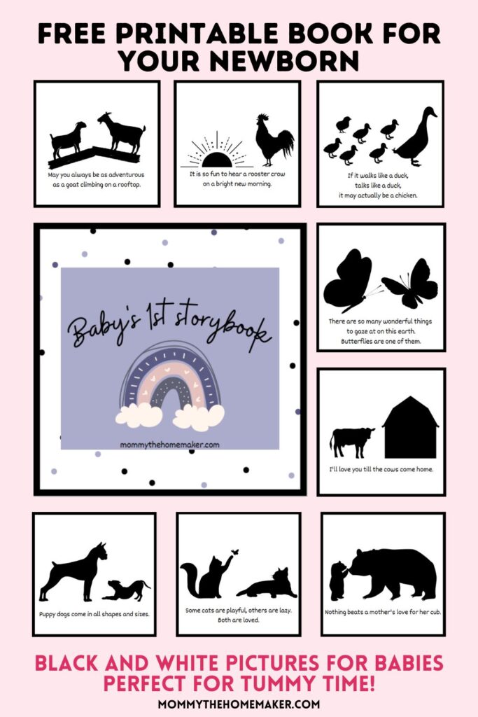 picture showing a printable black and white picture book for babies