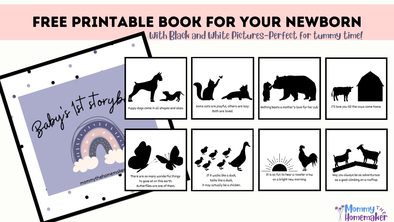picture showing a printable black and white picture book for babies
