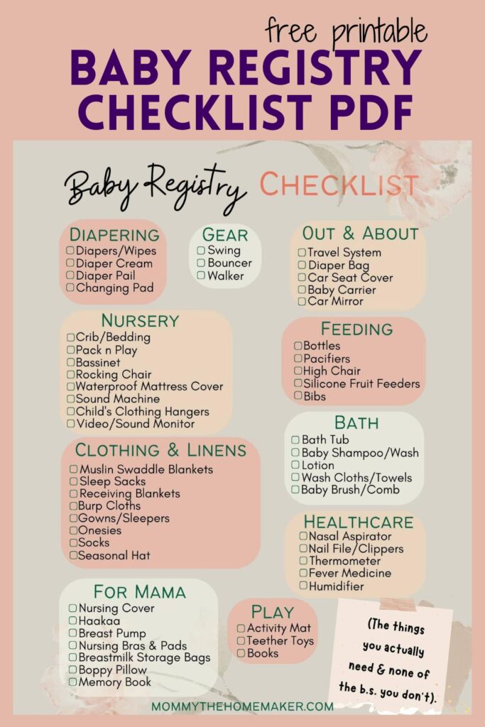 Graphic with a printable of a list preparing for new baby