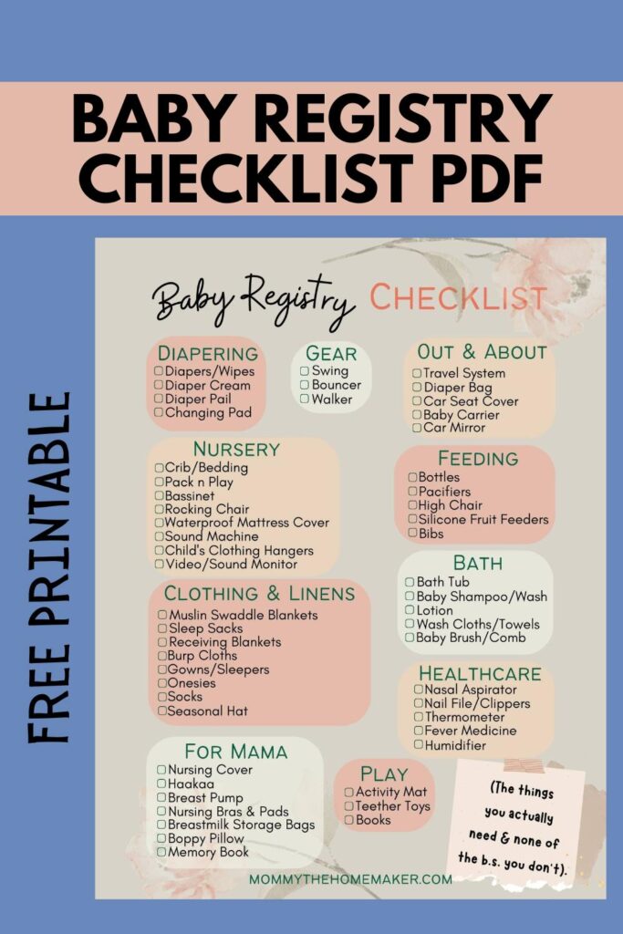 Graphic with a printable of a list preparing for new baby