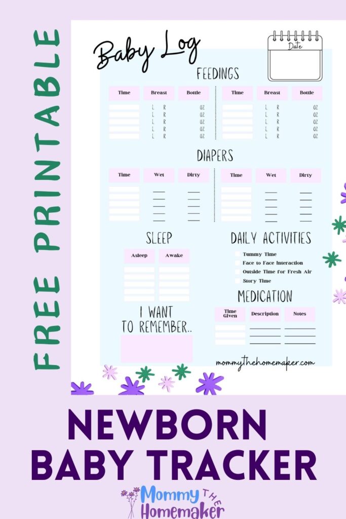 graphic with a daily routine chart for newborn baby
