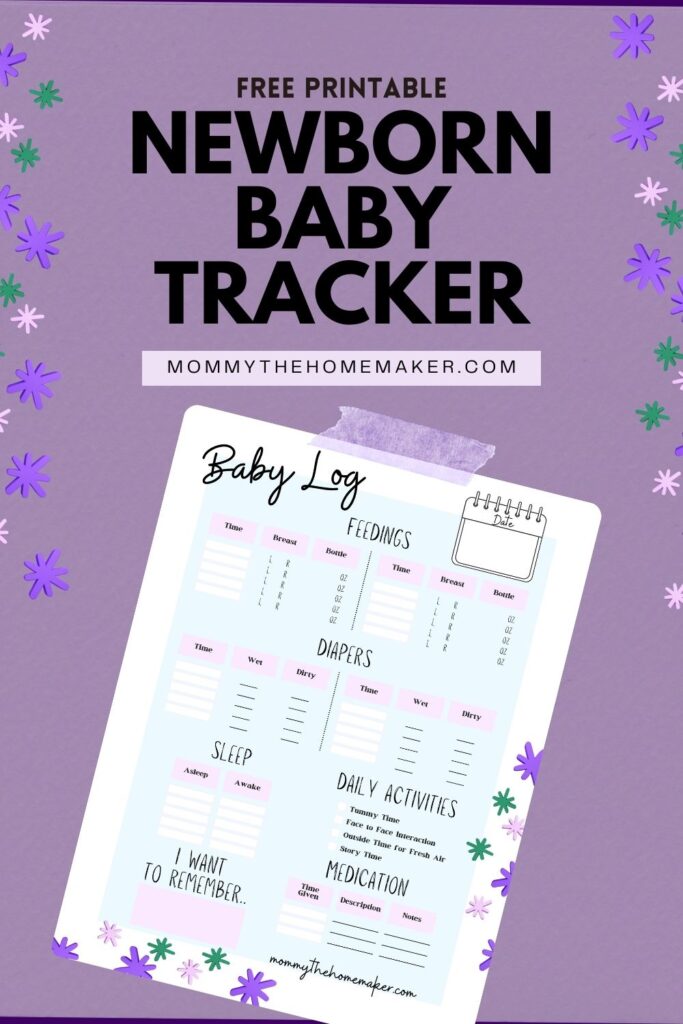 graphic with picture of chart for parents to use as a log for baby's daily routine