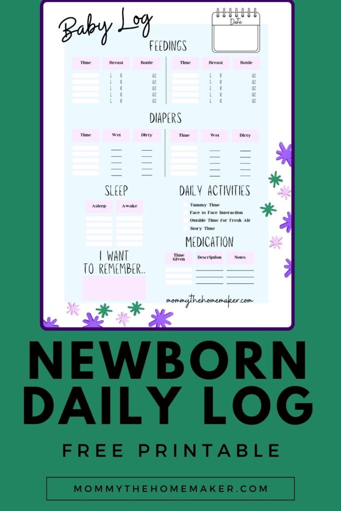 graphic with a picture of a chart to use to monitor baby's daily routine