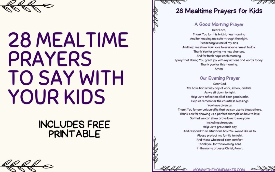 28 Prayers Before Mealtime for Kids (Free Printable)