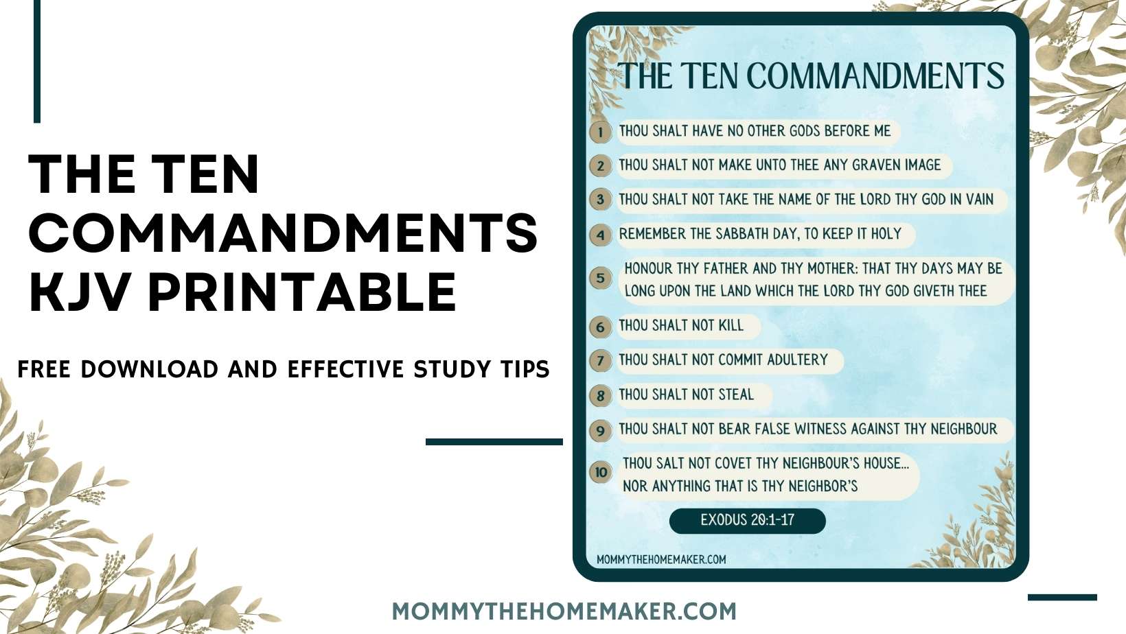 graphic with a list of the ten commandments