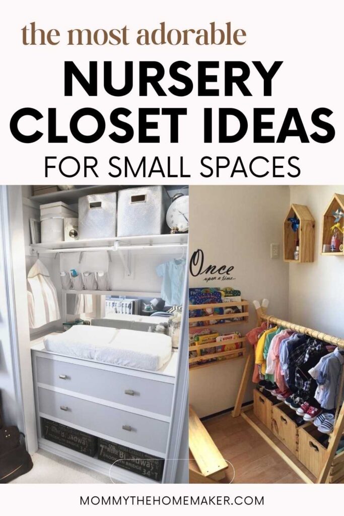 graphic with two different baby nursery closet examples