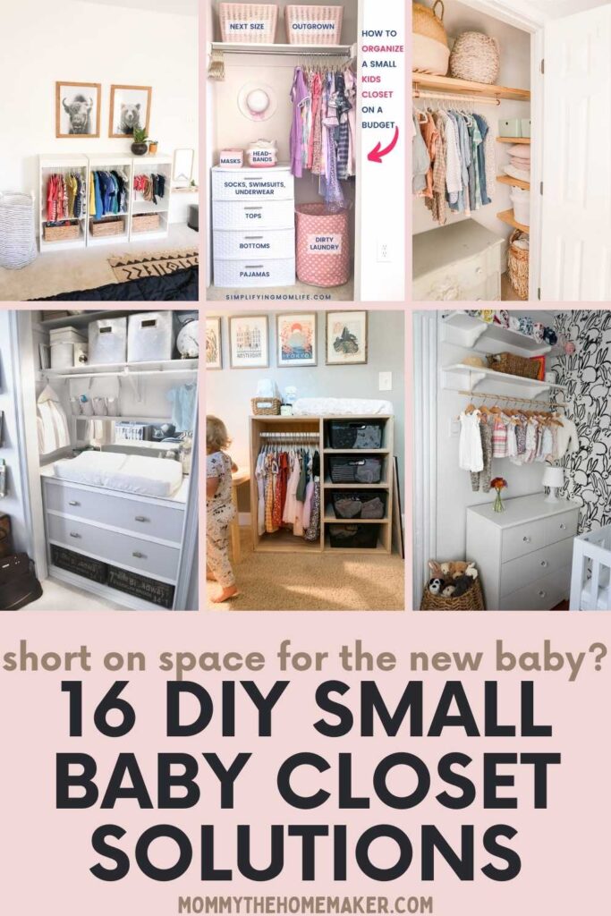 graphic with six different small baby closet examples