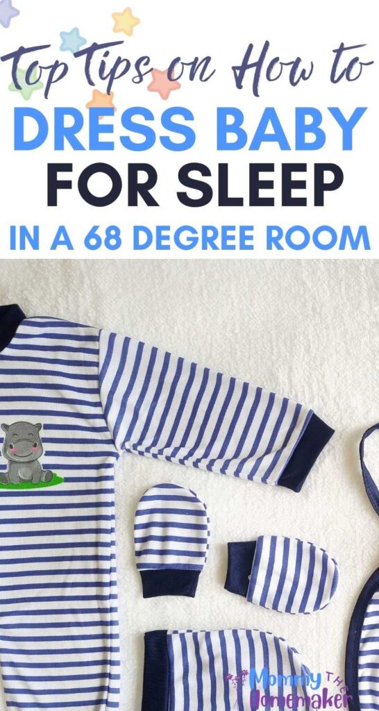 graphic with baby sleeper, mittens, and hat