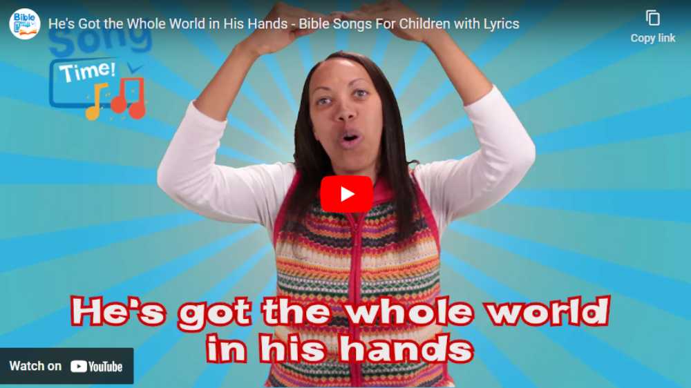 graphic for the sunday school song he's got the whole world in his hands