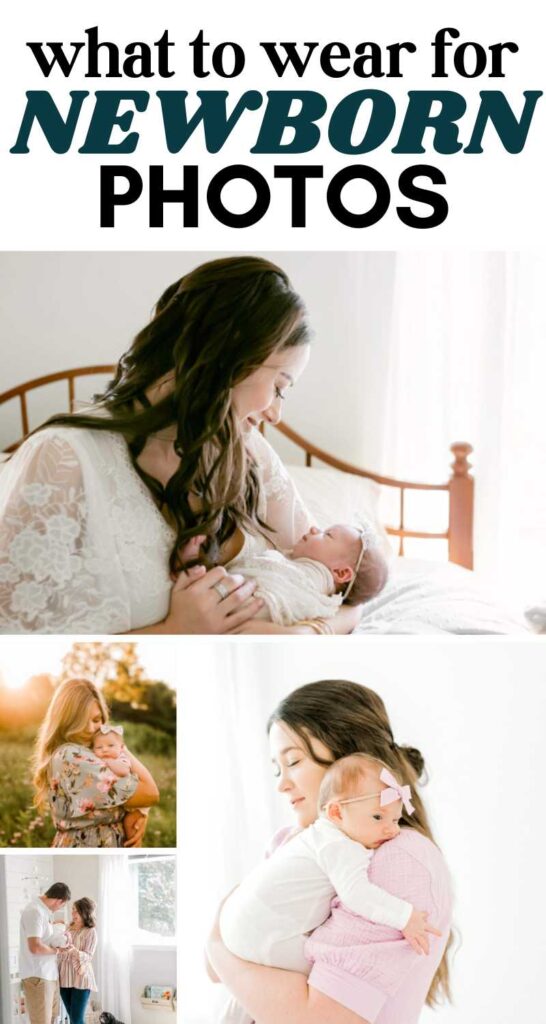 collage of four pictures of moms holding their newborn babies