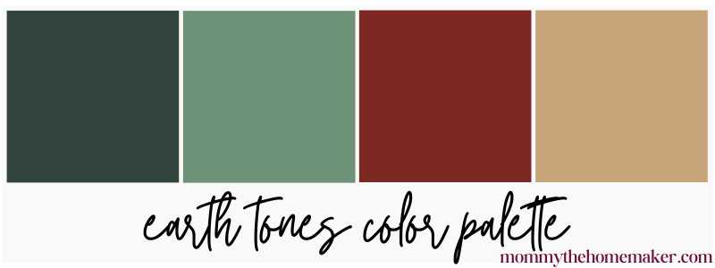 graphic of color swatch greens, red, tan